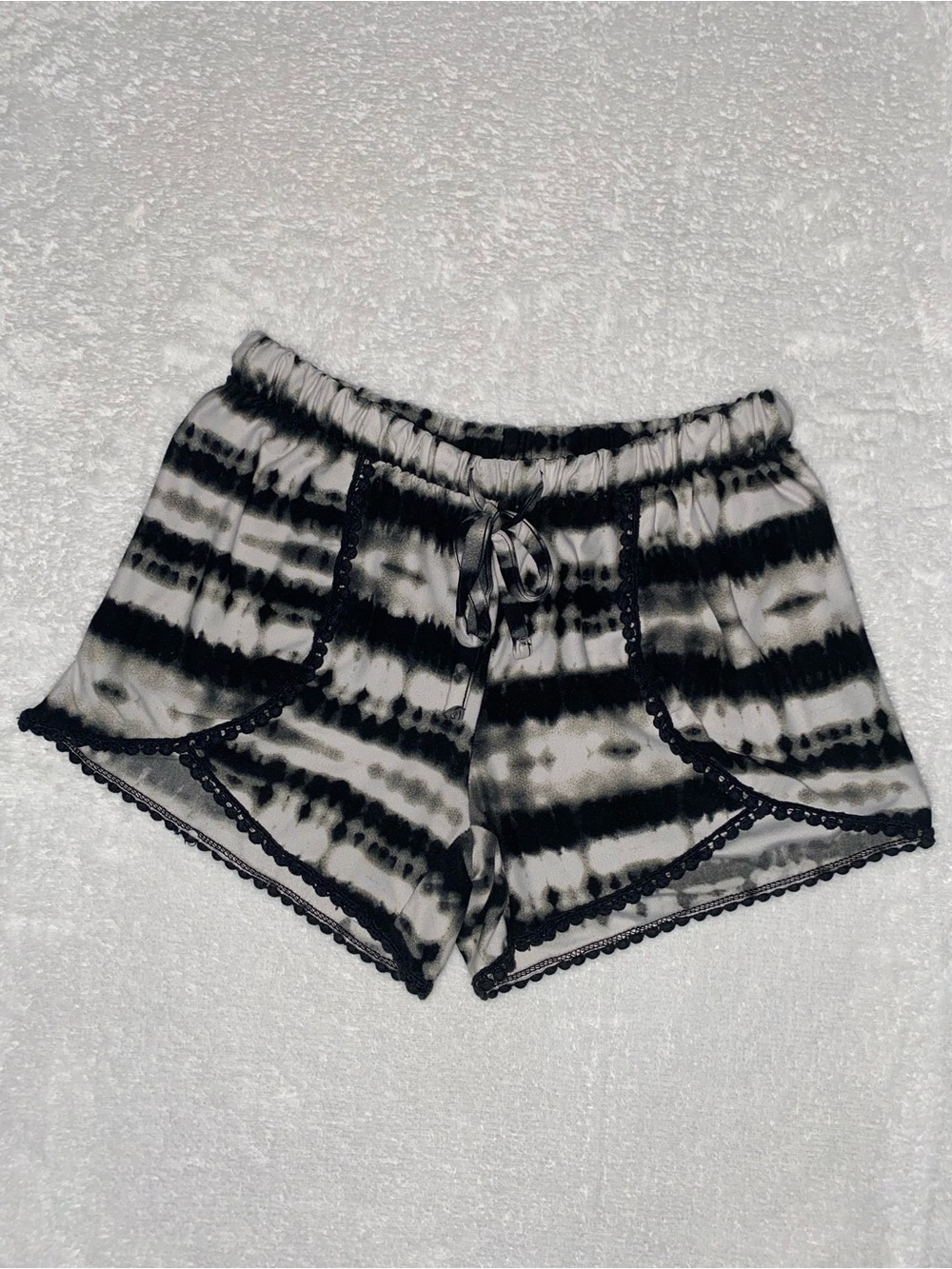 No Boundaries Black & White Tie-Dye Athletic Lounge Shorts